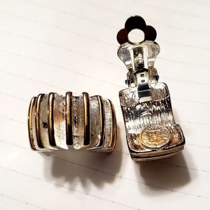 Vintage beautiful Givenchy accordion clip on earrings.